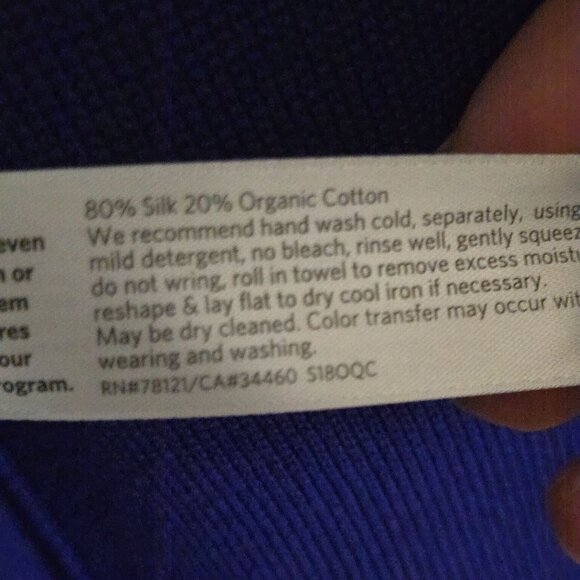 Eileen Fisher NWT Silk Organic Cotton Sustainable Royal Cardigan Sweater Size PL - Picture 6 of 6